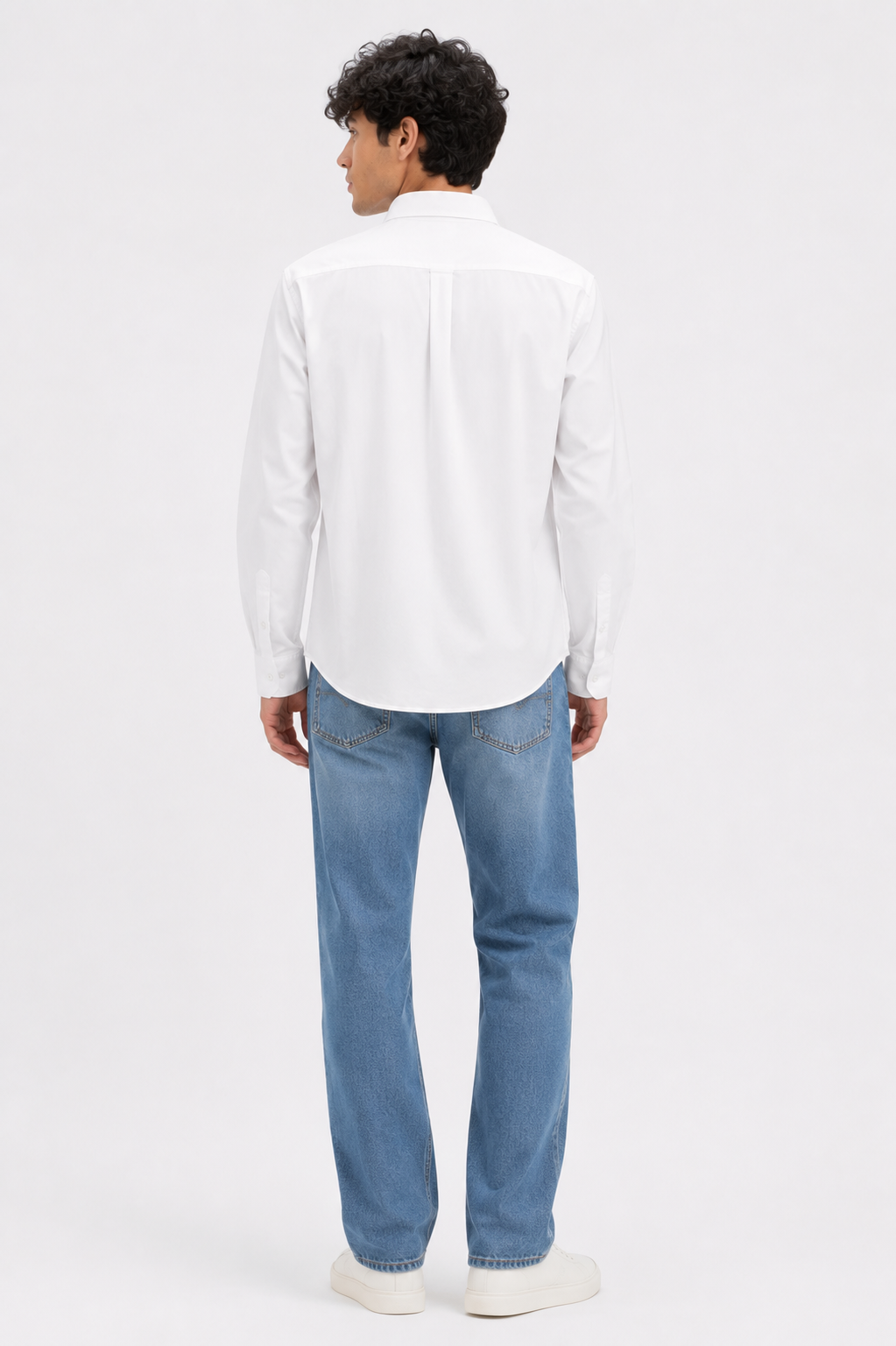 Essential Crisp White Cotton Shirt with Box Pleat