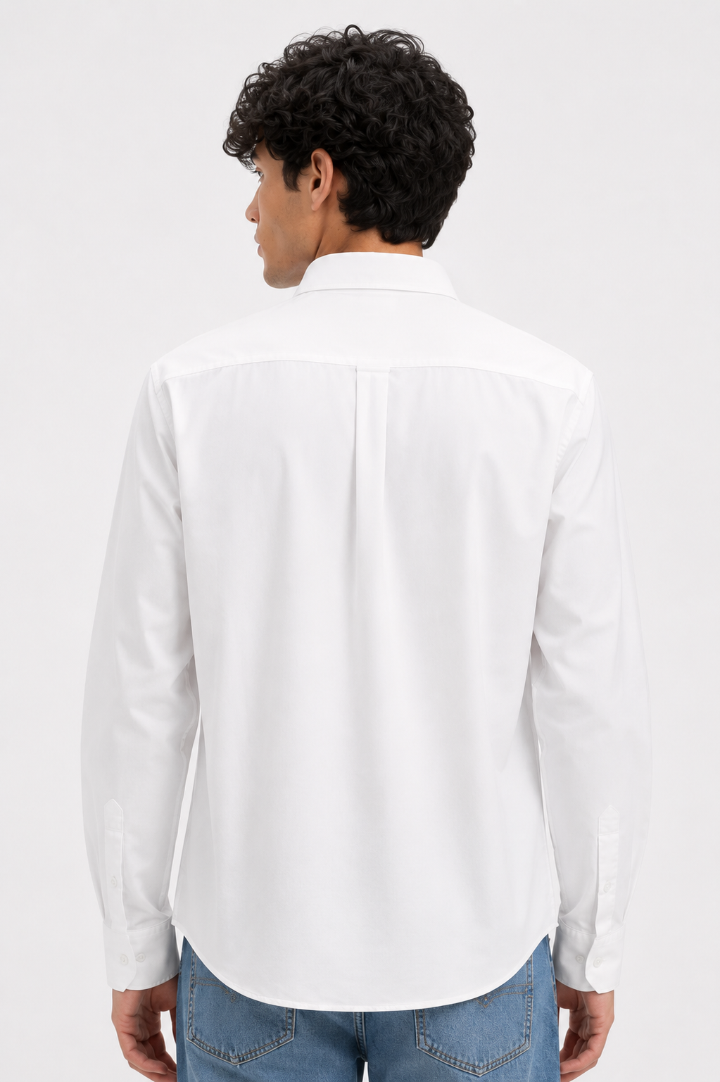 Essential Crisp White Cotton Shirt with Box Pleat
