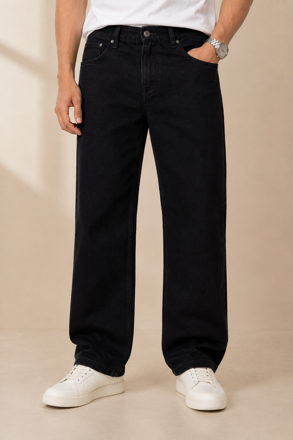 Men's Casual Slouchy Straight-Leg Stretchable Denim