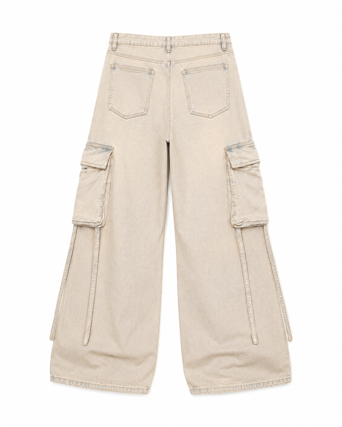 Men's Oversized Beige Baggy Cargo Jeans – Wide-Leg Pants with Hanging Straps