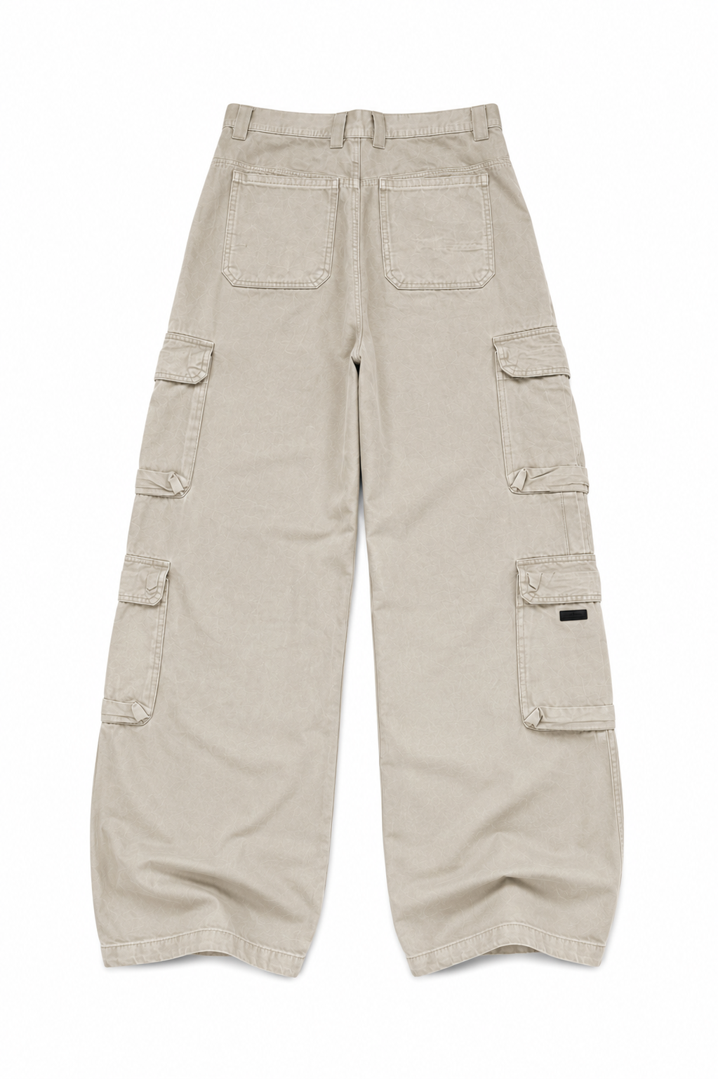 Beige Loose-Fit Utility Cargo Pants for Men | Streetwear Baggy Trousers