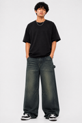 Men’s Super Baggy Acid Wash Carpenter Jeans – Vintage Dark Green