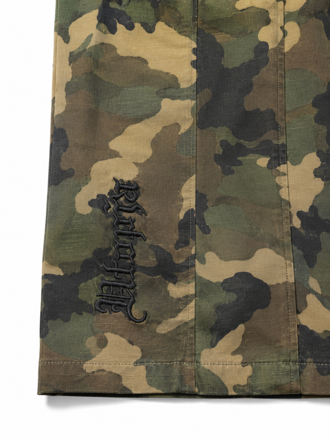 Men’s Camouflage Wide-Leg Streetwear Trousers – Olive Green