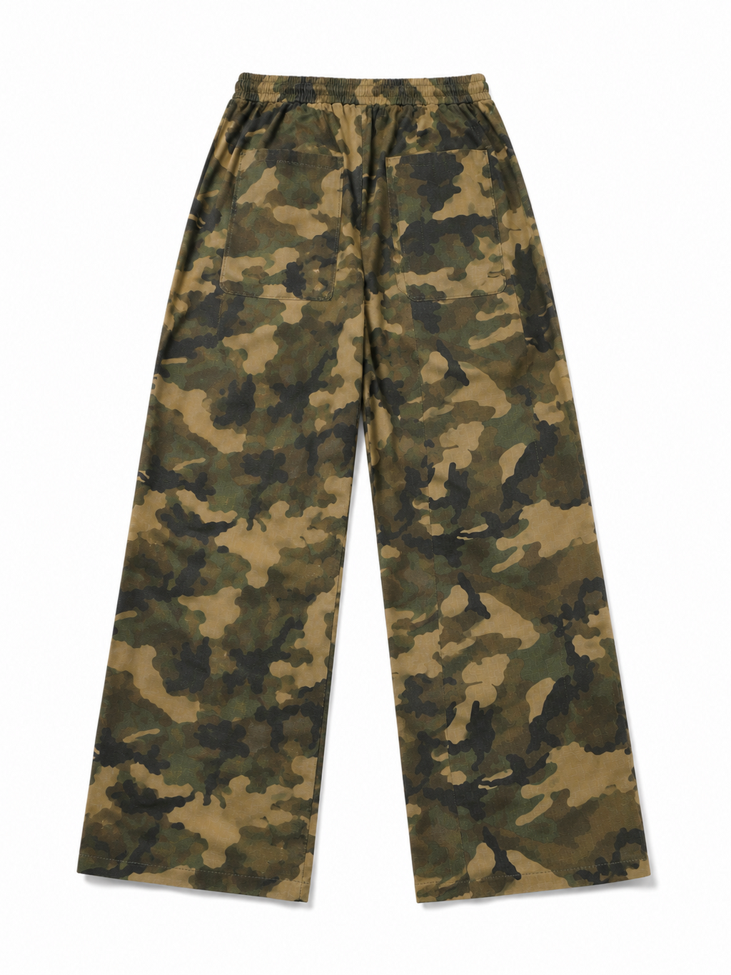 Men’s Camouflage Wide-Leg Streetwear Trousers – Olive Green