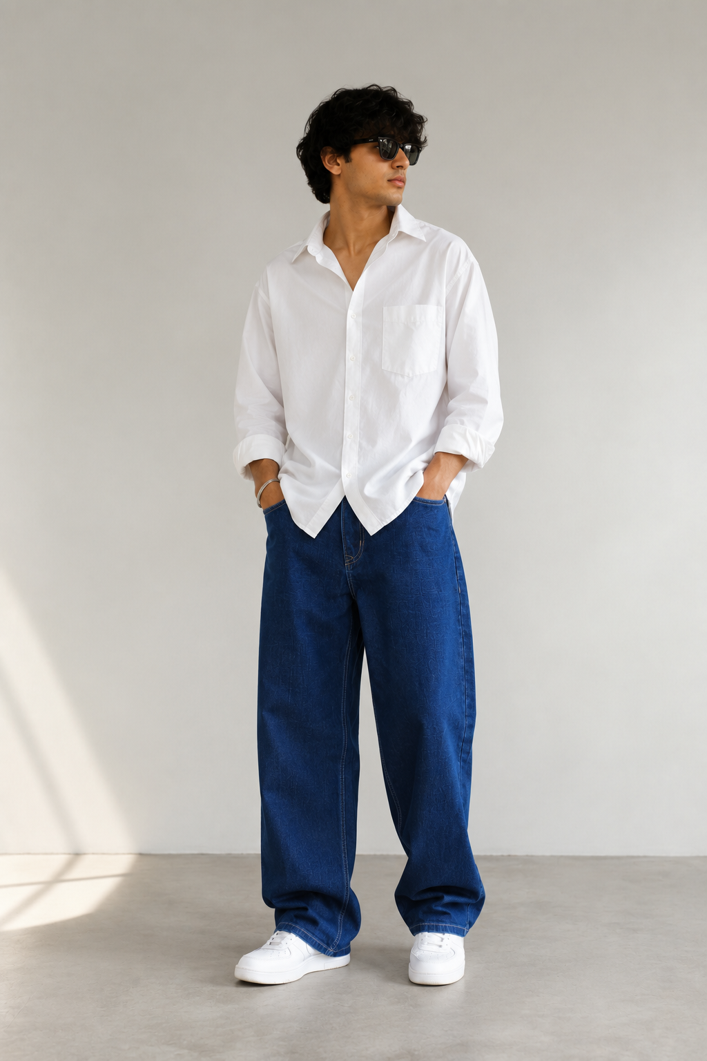 Men's Stretchable Relaxed Straight-Fit Dark Blue Jeans