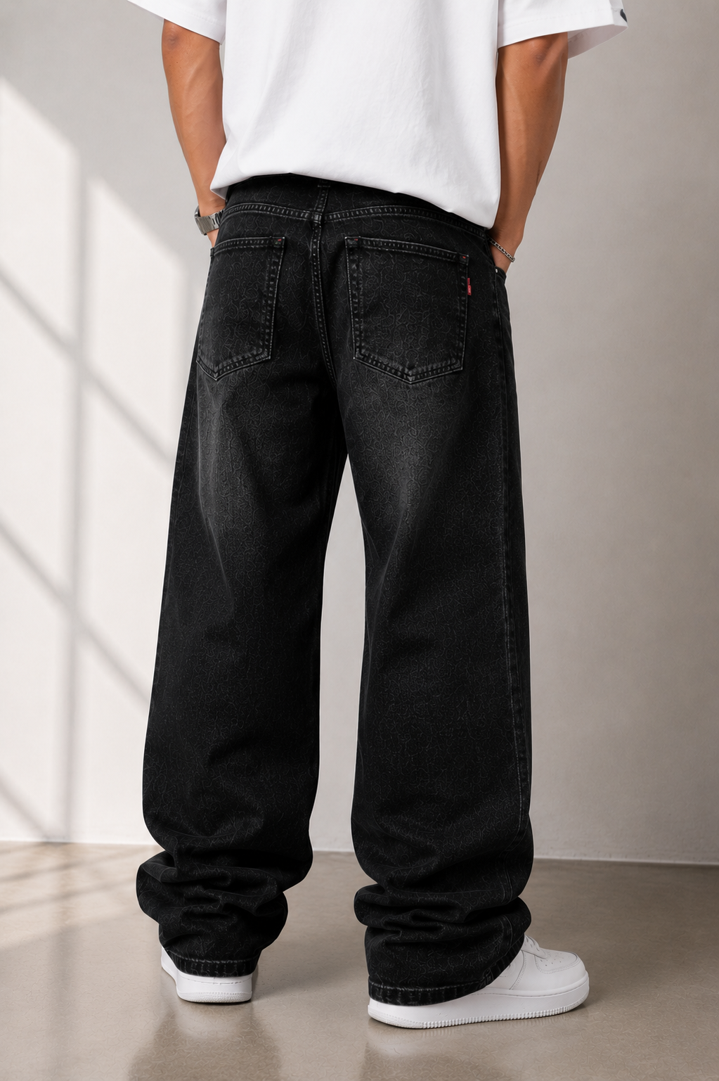 Streetwear Oversized Washed Black Baggy Jeans