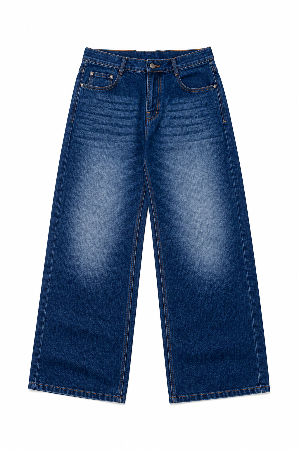 Streetwear Baggy Straight-Leg Jeans with Laser Print