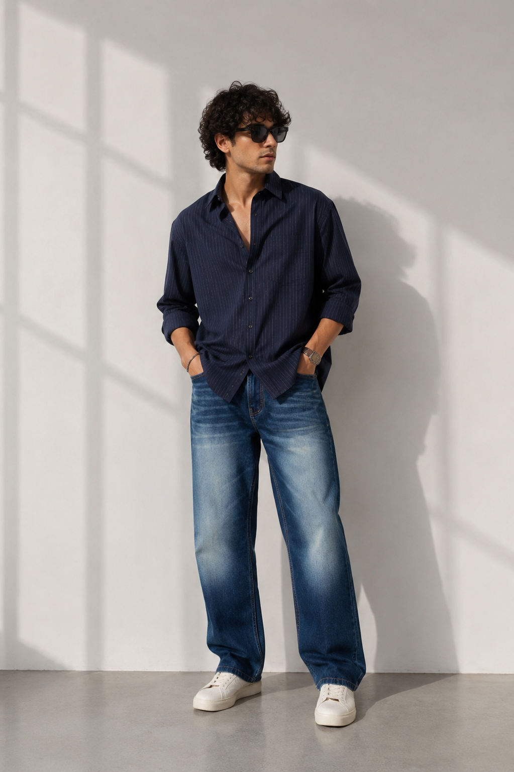 Classic Blue Comfort-Fit Bootcut Denim Pants