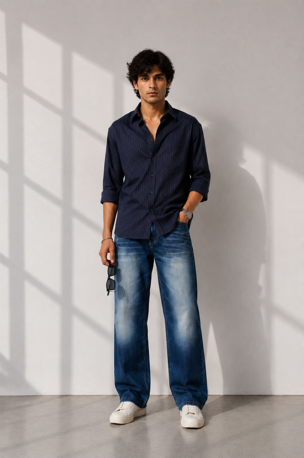 Classic Blue Comfort-Fit Bootcut Denim Pants