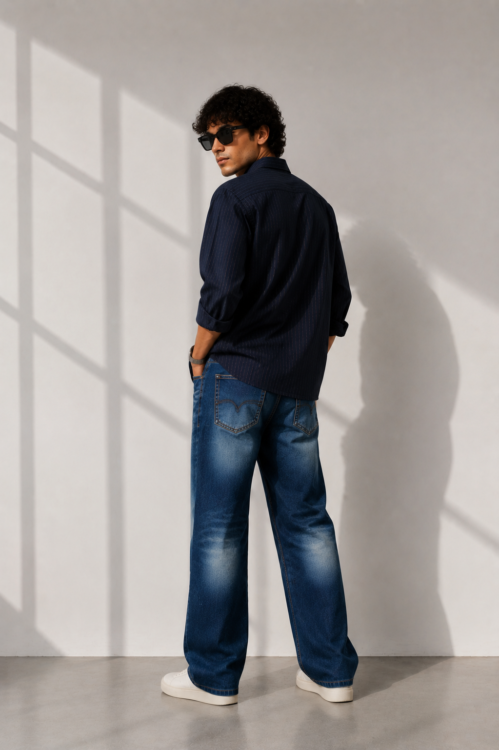 Classic Blue Comfort-Fit Bootcut Denim Pants