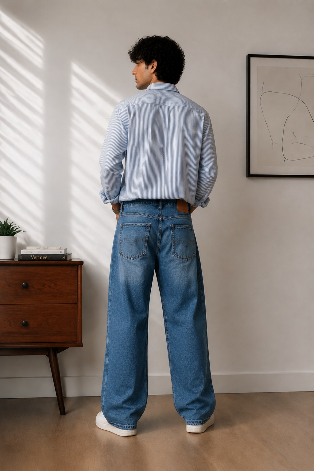 Men’s Y2K Ripped & Washed Baggy Straight Jeans