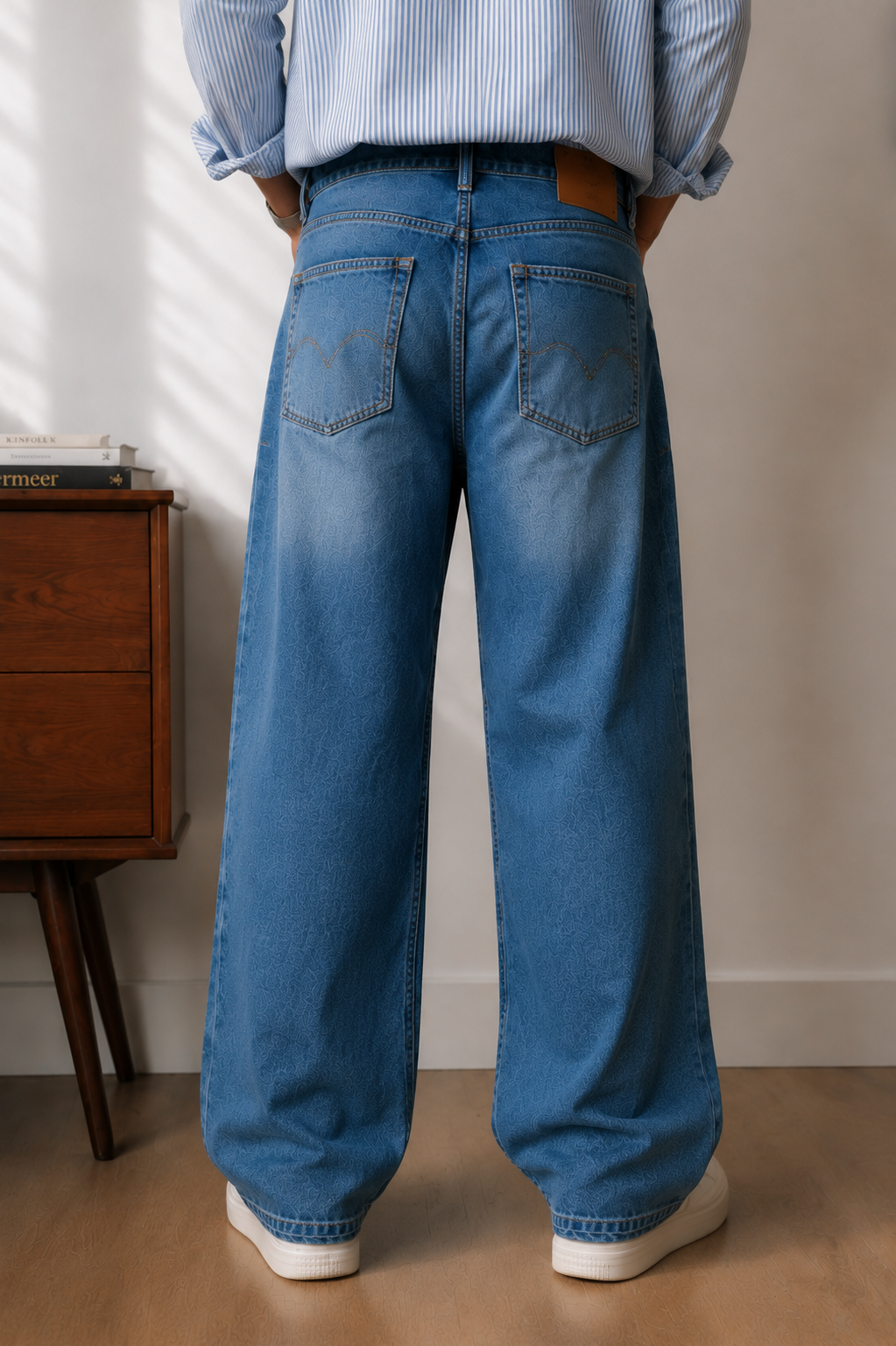 Men’s Y2K Ripped & Washed Baggy Straight Jeans