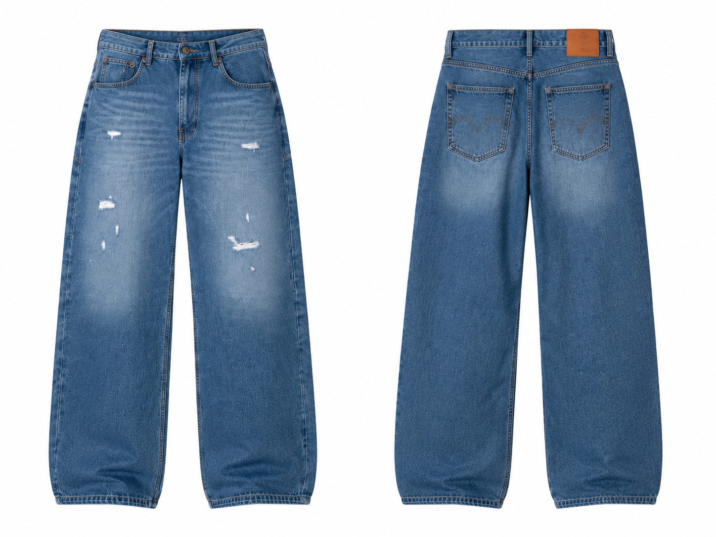 Men’s Y2K Ripped & Washed Baggy Straight Jeans