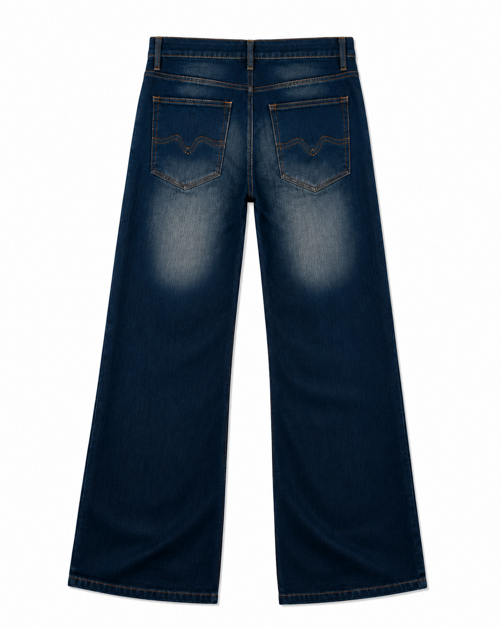 Men's Loose Fit Washed Dark Blue Bootcut Denim Pants