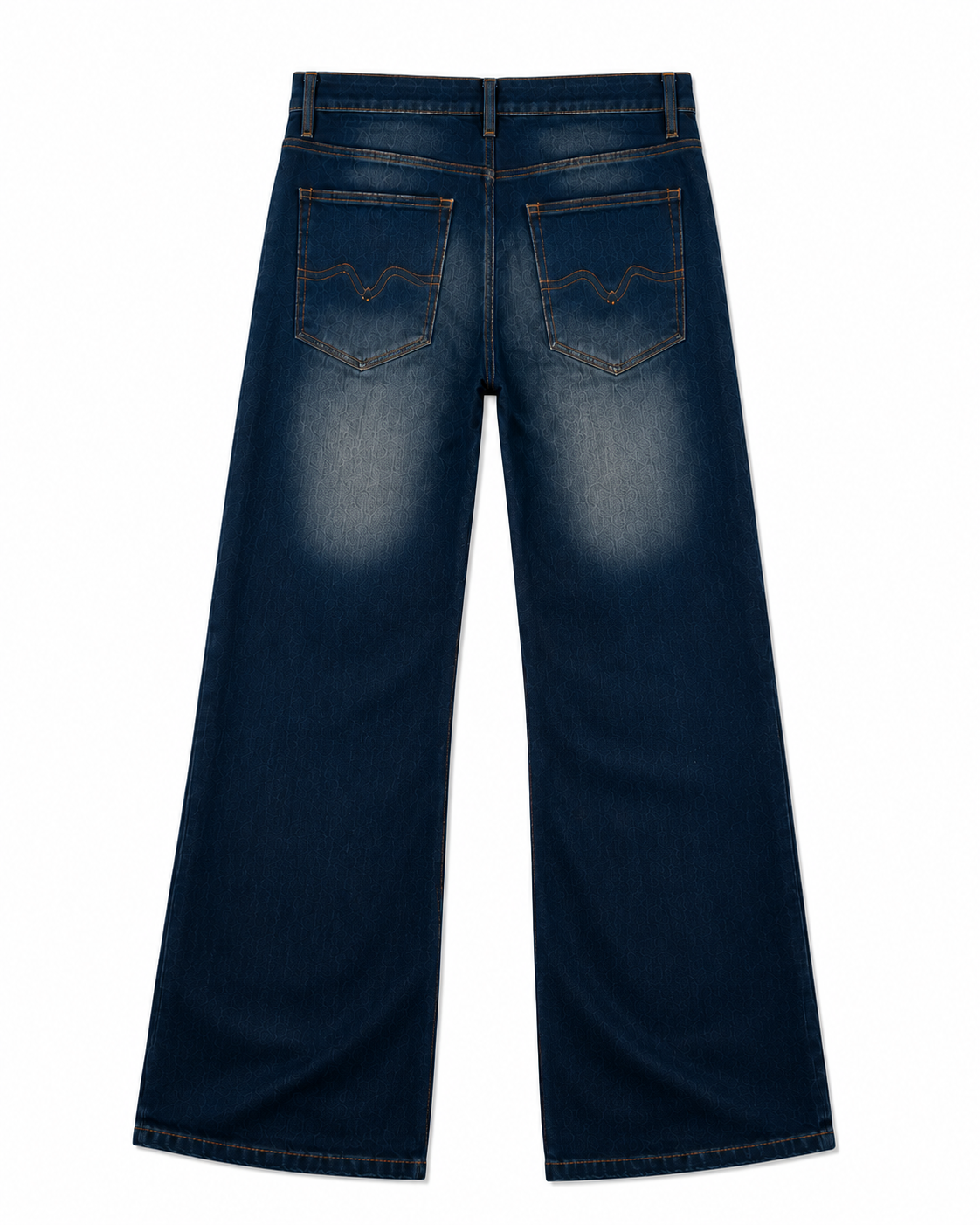 Men's Loose Fit Washed Dark Blue Bootcut Denim Pants
