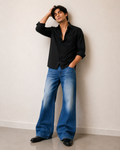 Men's Royal Blue Stretchable Wide-Leg Bootcut Jeans