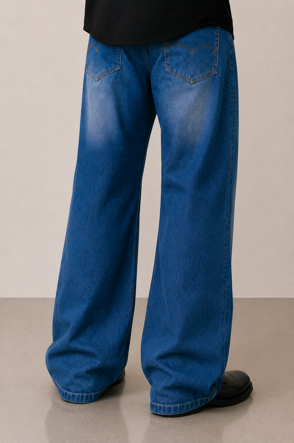 Men's Royal Blue Stretchable Wide-Leg Bootcut Jeans