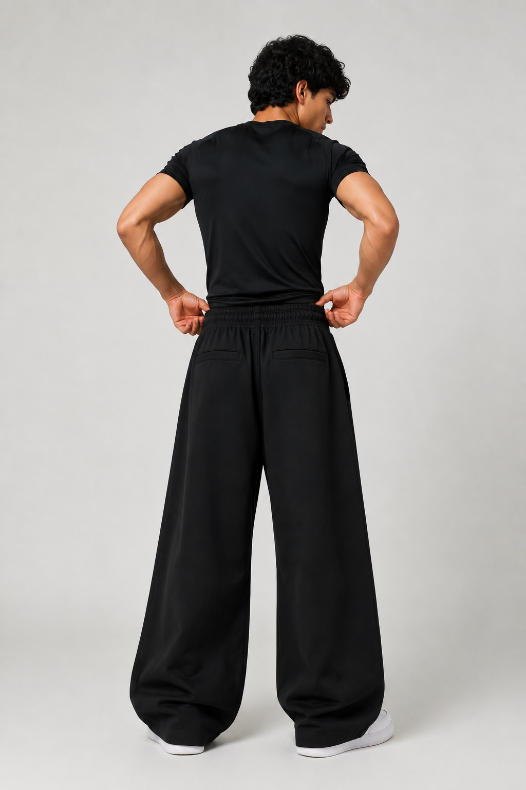 Wide-Leg Utility Lounge Pants – Jet Black