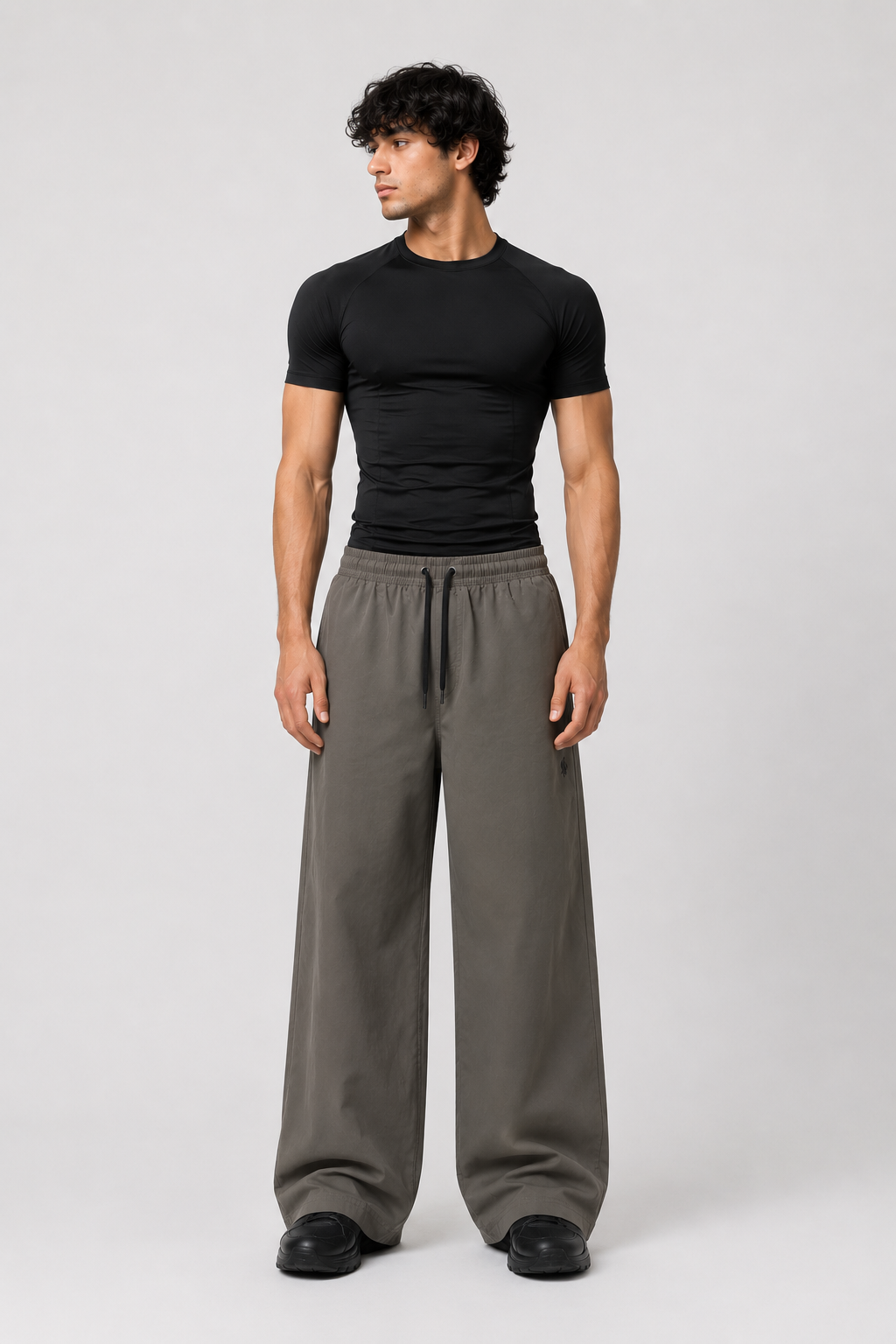 Wide-Leg Utility Lounge Pants – Washed Grey