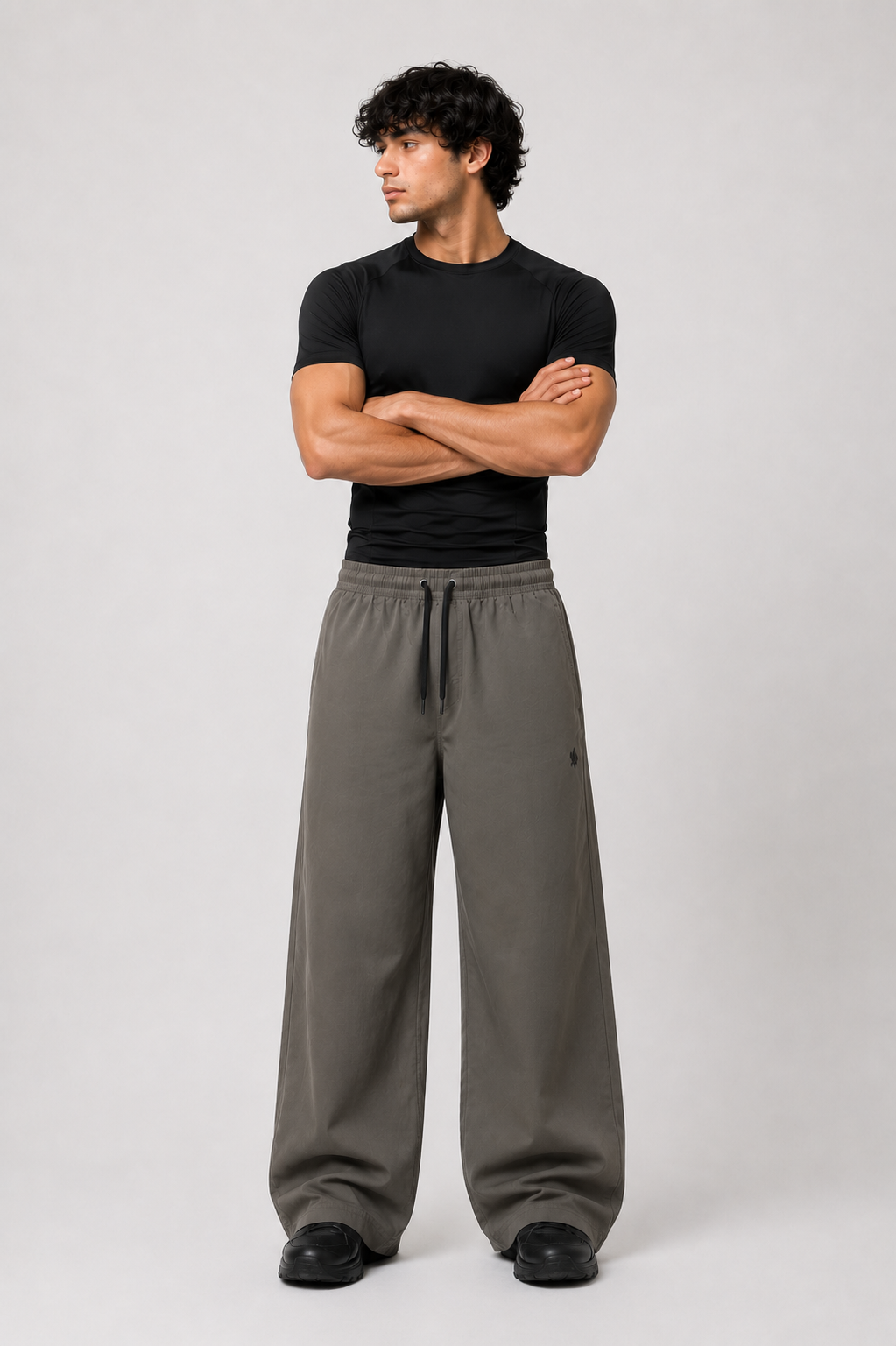 Wide-Leg Utility Lounge Pants – Washed Grey