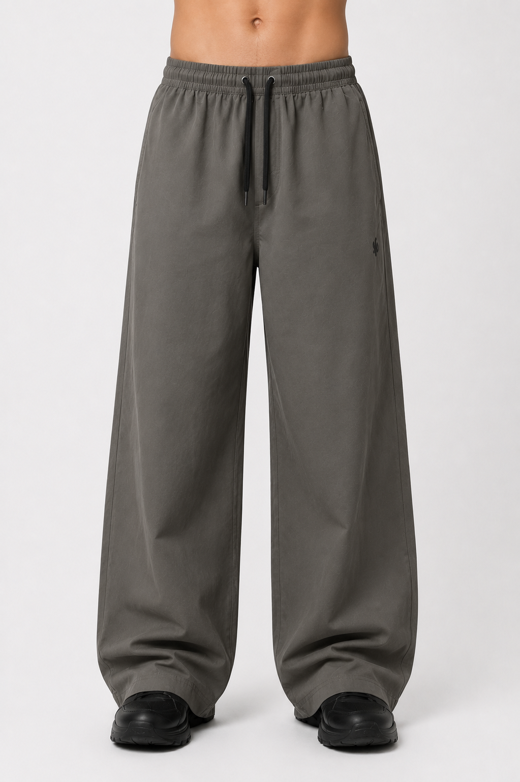 Wide-Leg Utility Lounge Pants – Washed Grey