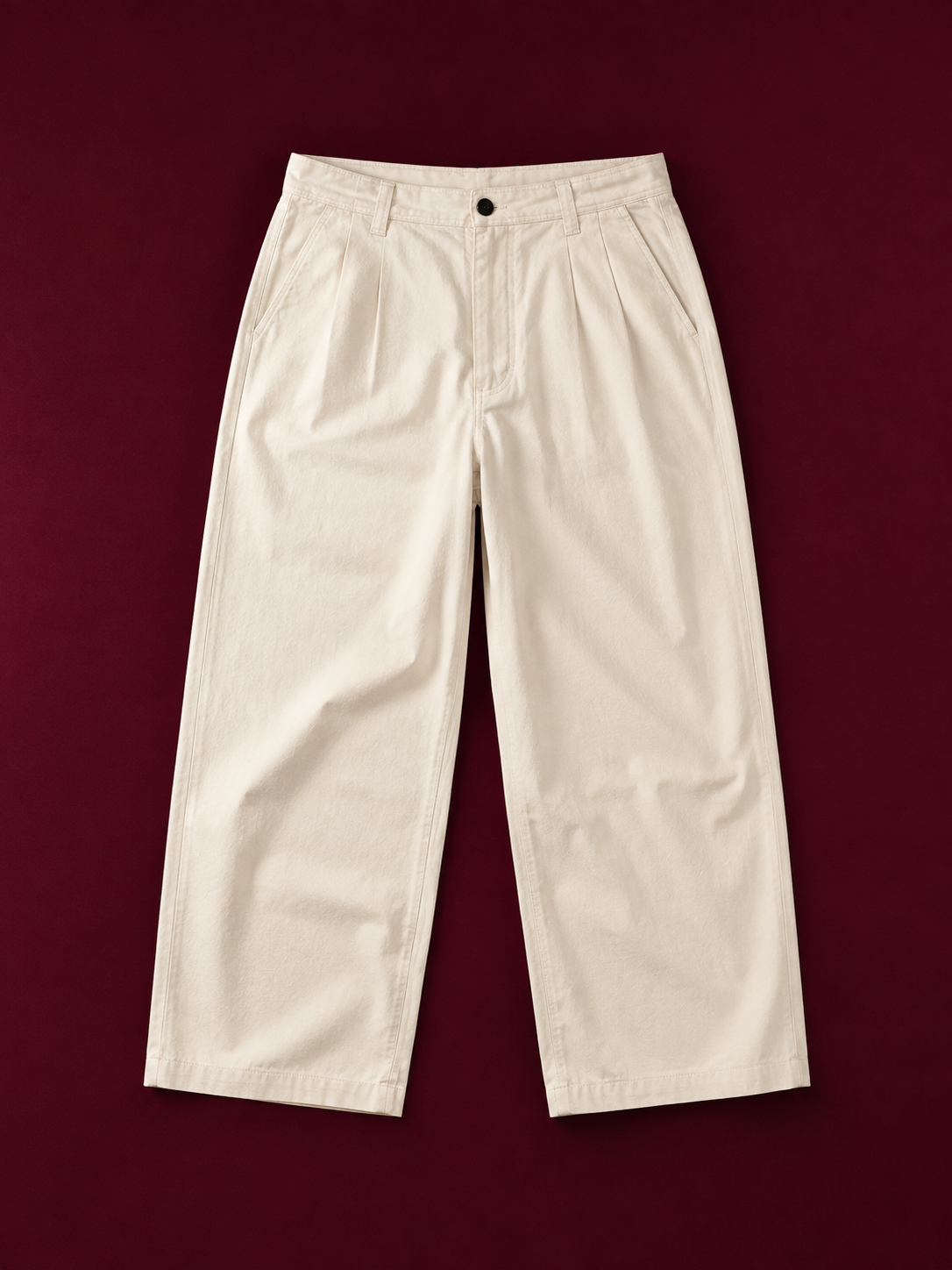 Men's Off-White Pleated Wide-Leg Baggy Jeans
