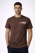 Diesel Denim Division Logo Tee in Chocolate Brown