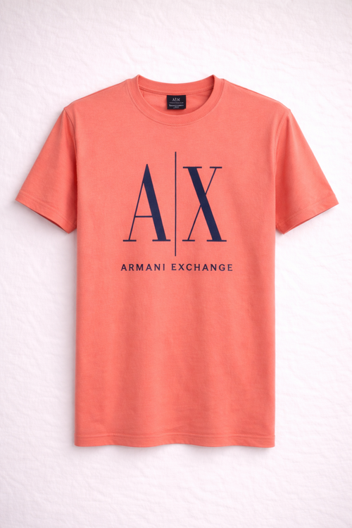 Armani Exchange Icon Logo Tee in Coral