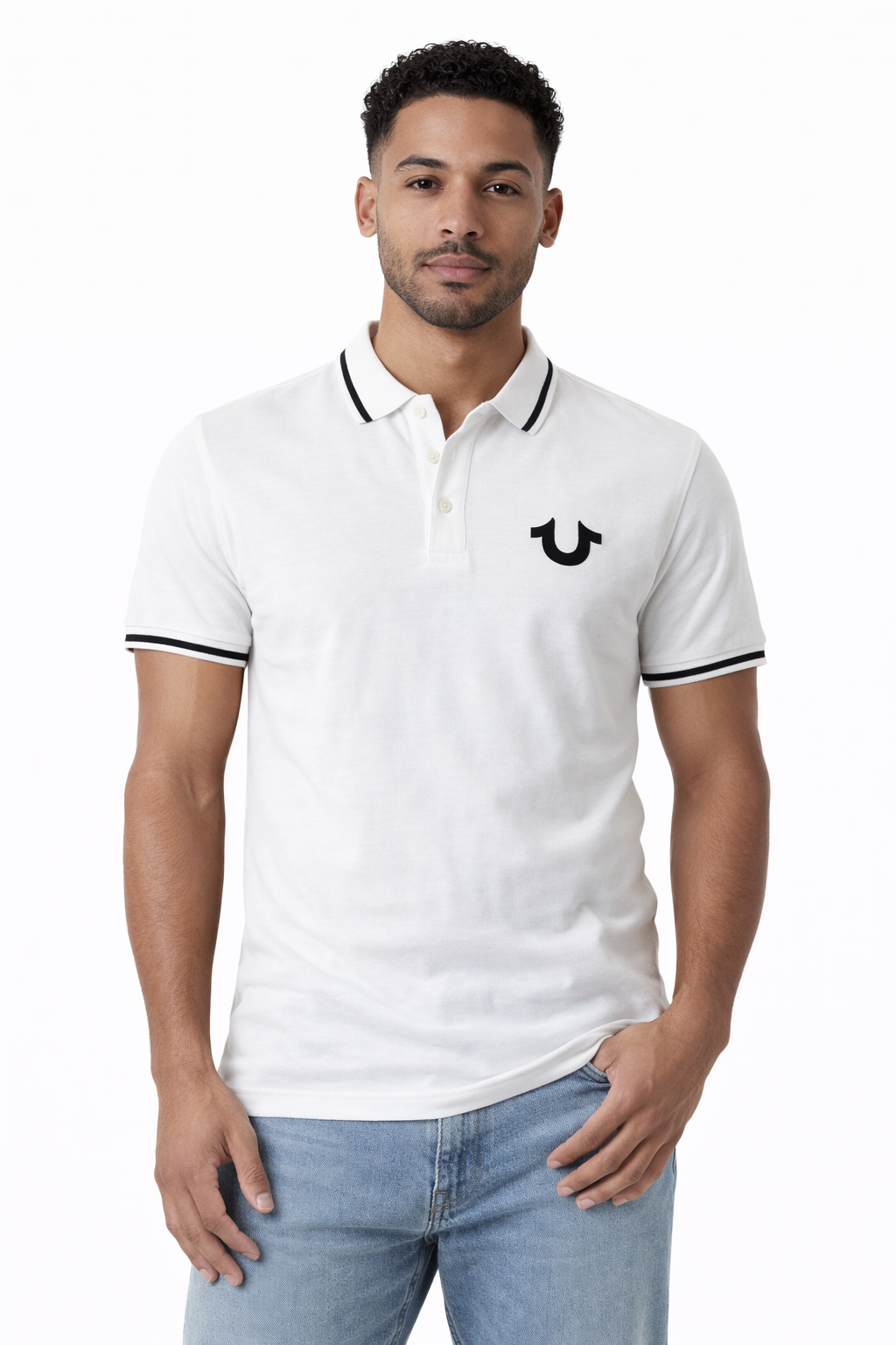 Men's Classic White True Religion Polo Shirt