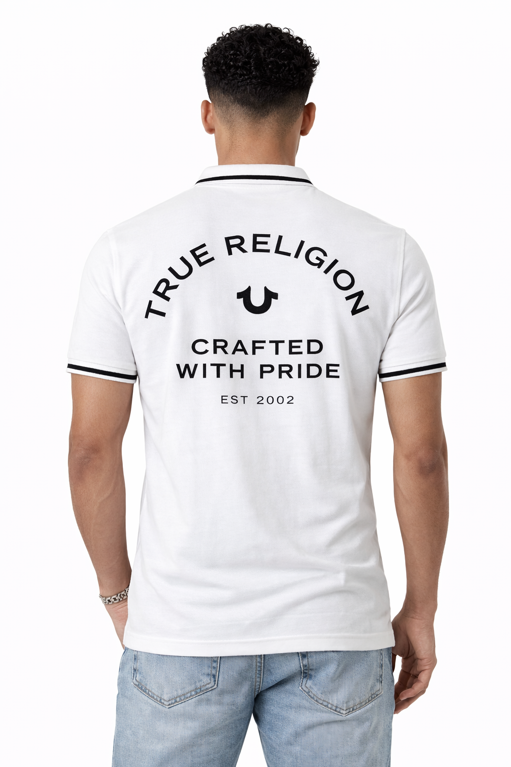Men's Classic White True Religion Polo Shirt