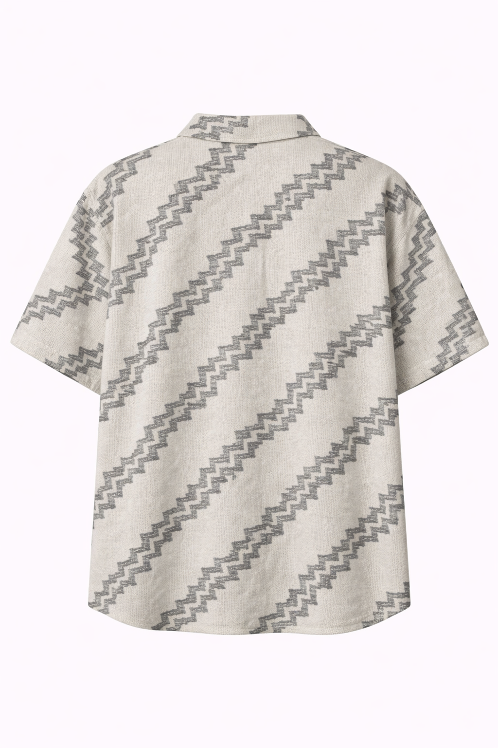 Men's Off-White & Charcoal Jute Zigzag Pattern Shirt
