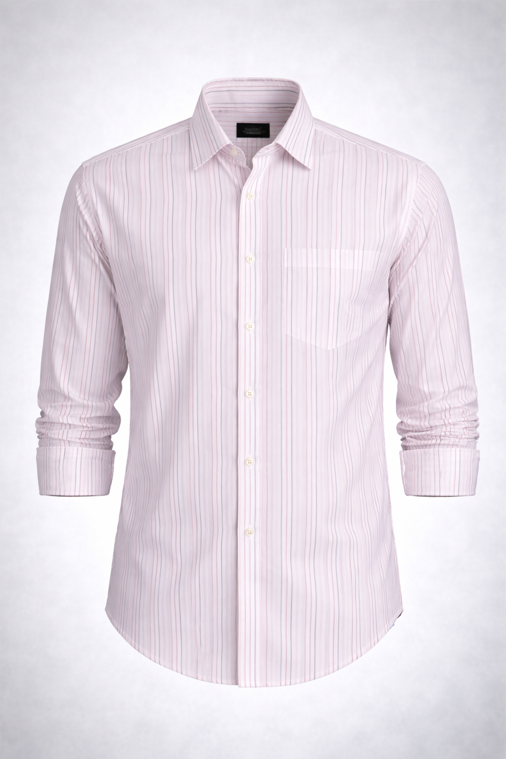 Men's Classic White & Pink Striped Formal Shirt