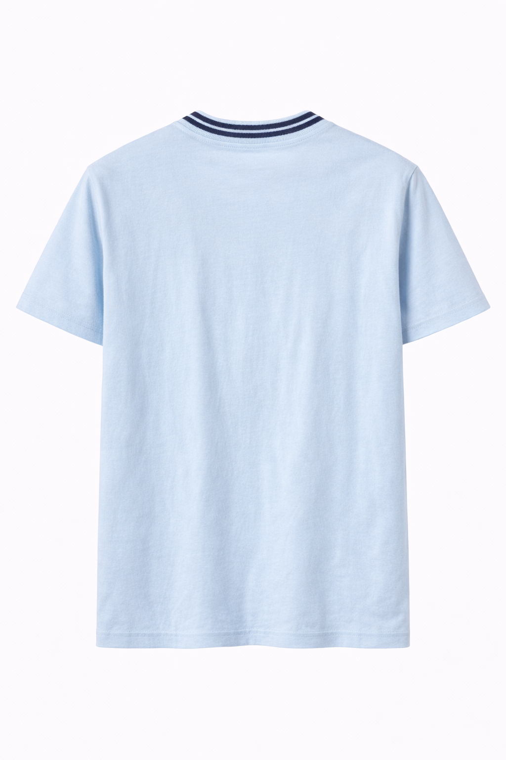 Nautical Breeze – Sky Blue T-Shirt with Contrast Ribbed Collar
