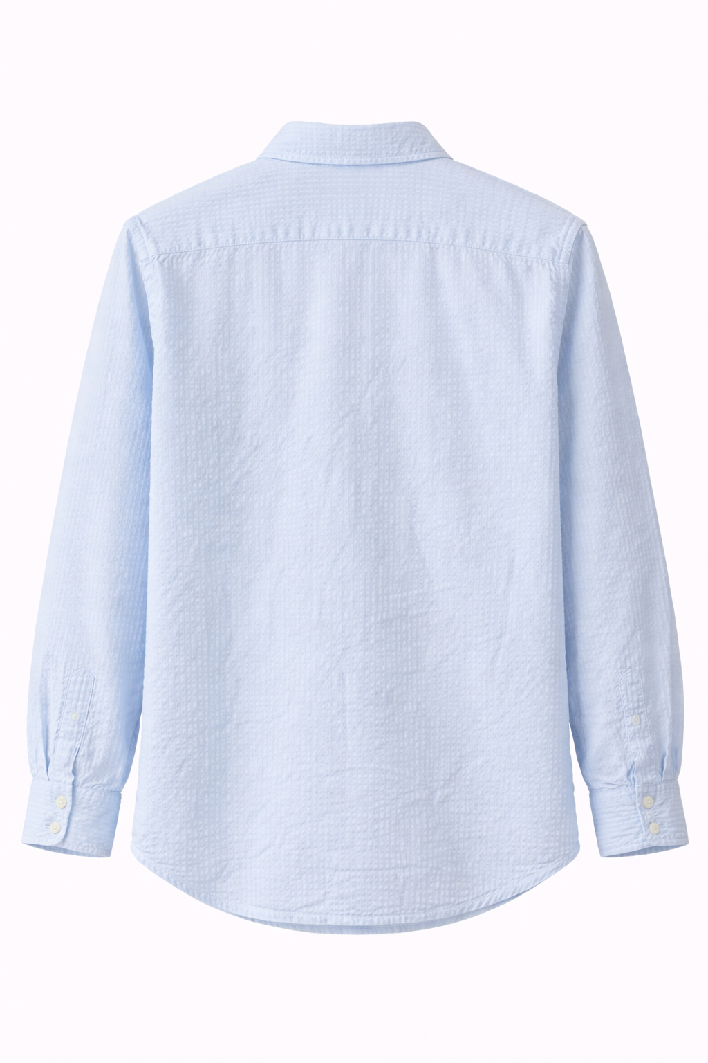 Coastal Calm – Light Blue Seersucker Button-Down