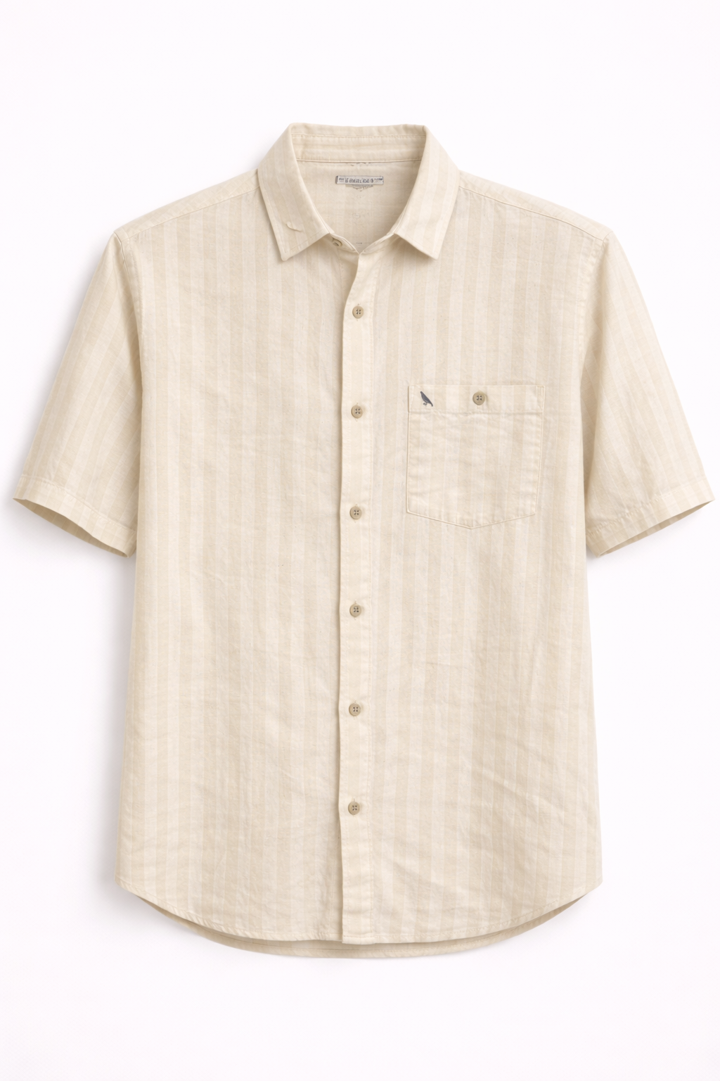 Men’s Cream Tonal-Stripe Linen-Blend Shirt