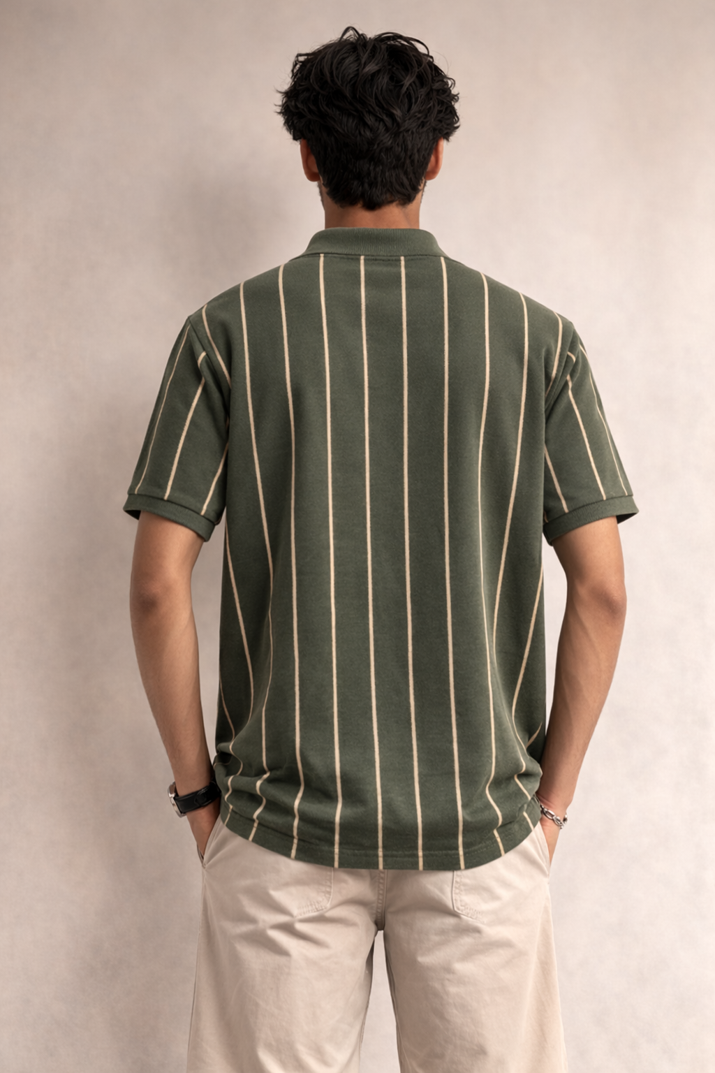 U.S. Polo Assn. Men’s Olive Green Vertical Stripe Polo