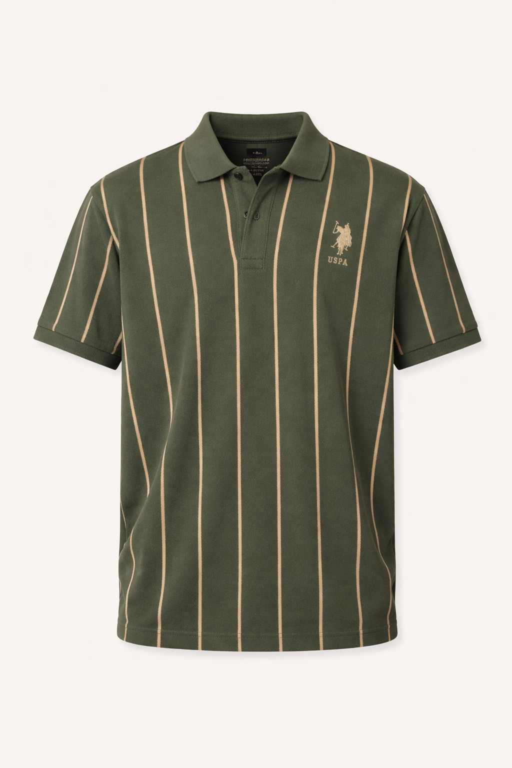 U.S. Polo Assn. Men’s Olive Green Vertical Stripe Polo