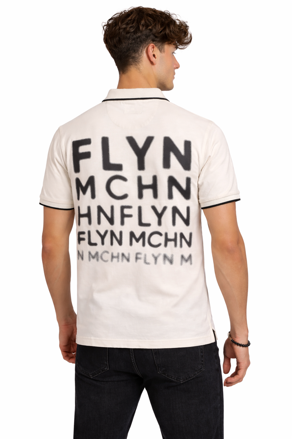 Men’s "FLY MCHN" Graphic Statement Polo T-shirt