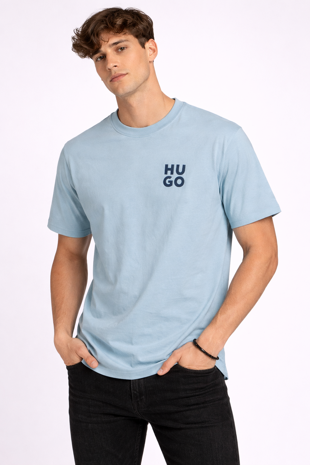 HUGO Men’s Graphic Sky Blue Premium Cotton Tee