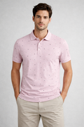 Men’s Slim-Fit Printed Polo in Dusty Rose