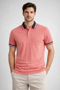 Men’s Heathered Coral Polo with Contrast Tipping