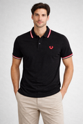 True Religion Tipped Piqué Polo in Jet Black