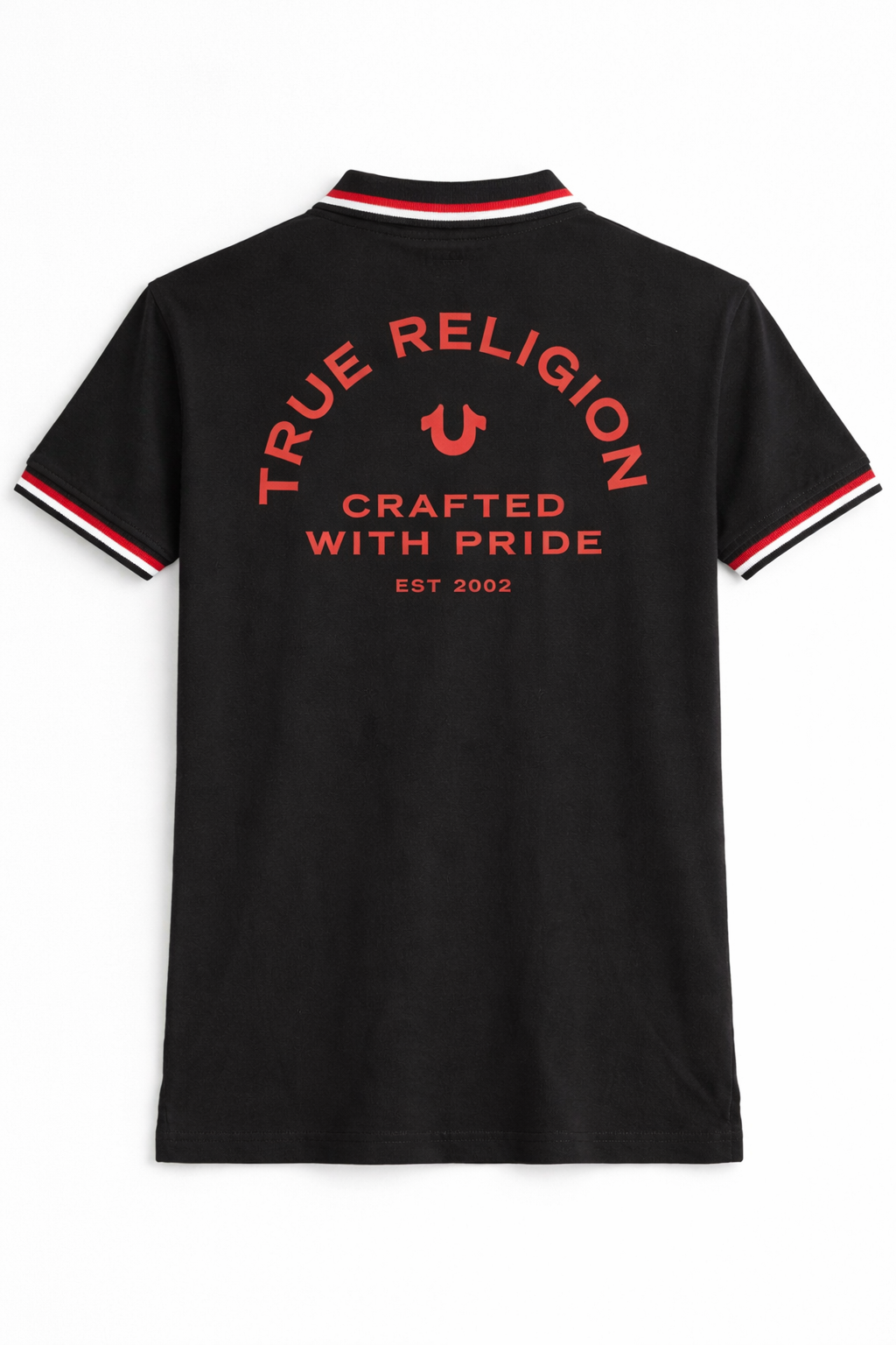 True Religion Tipped Piqué Polo in Jet Black