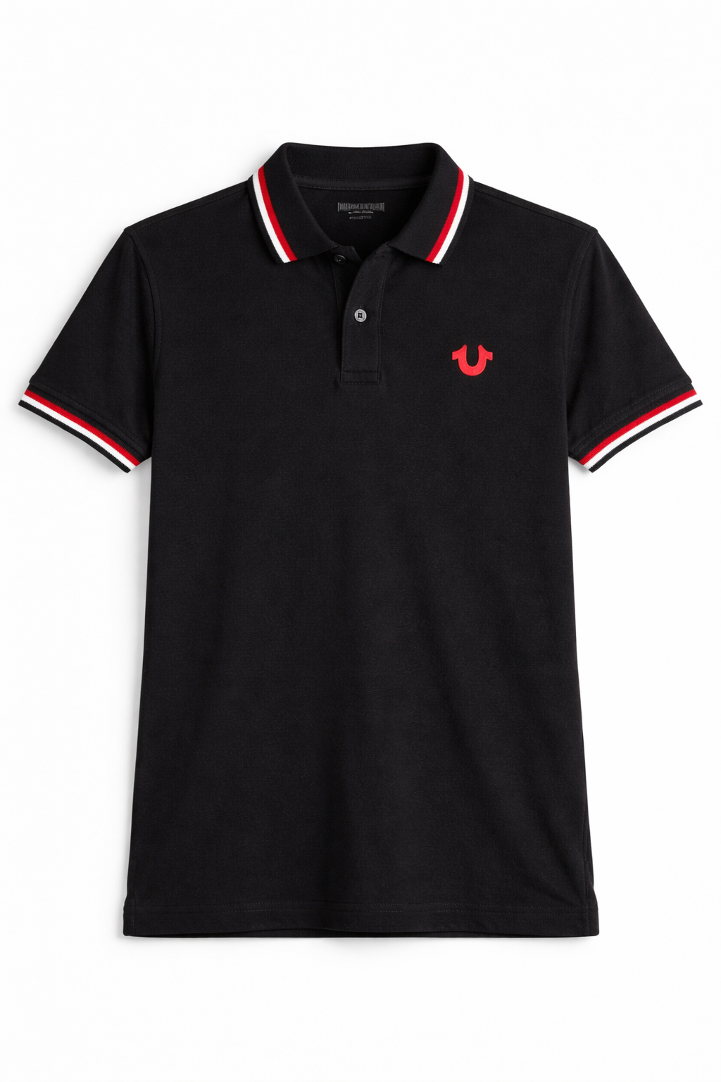 True Religion Tipped Piqué Polo in Jet Black