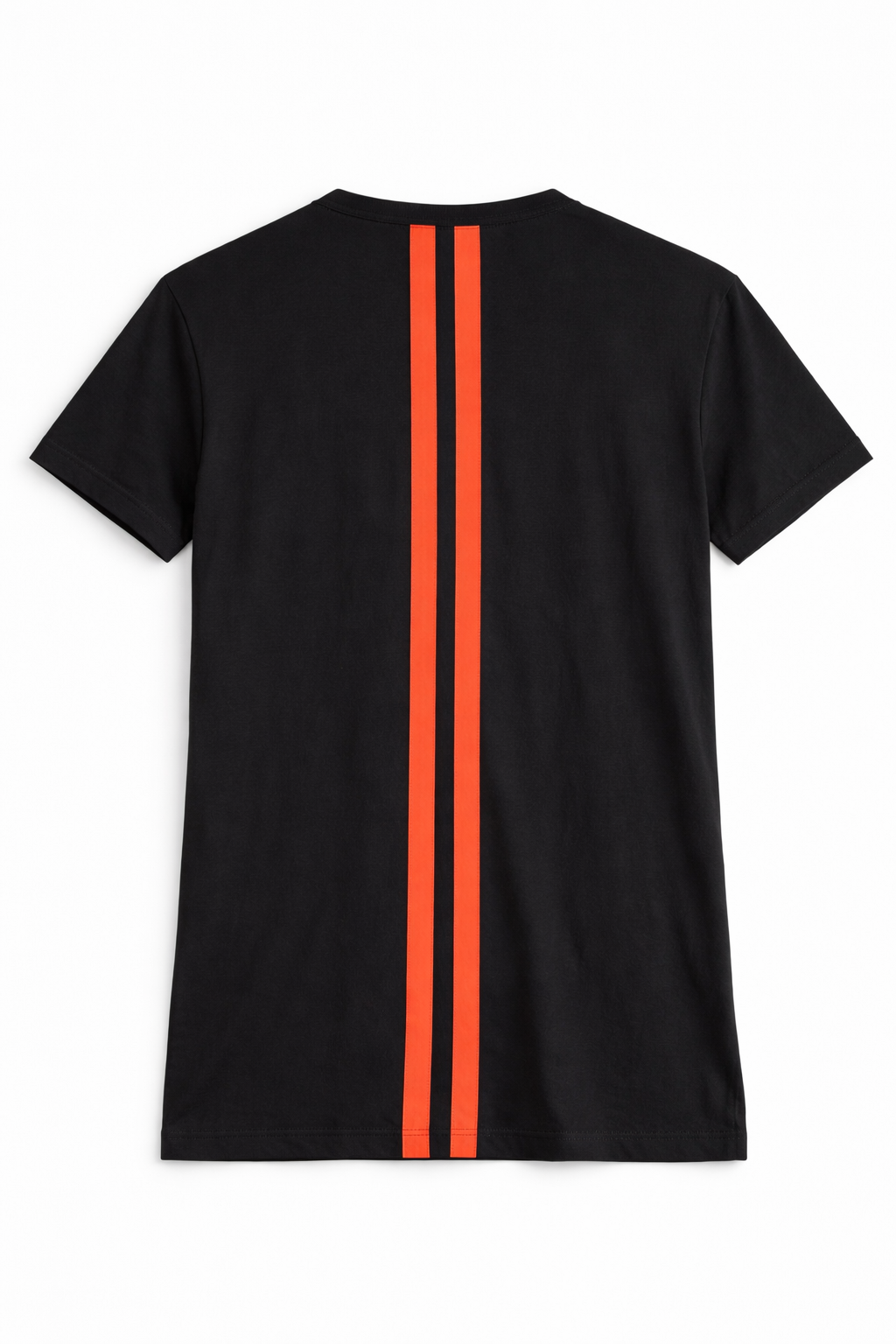 Black Colour block T-Shirt with White Panel & Red Accents