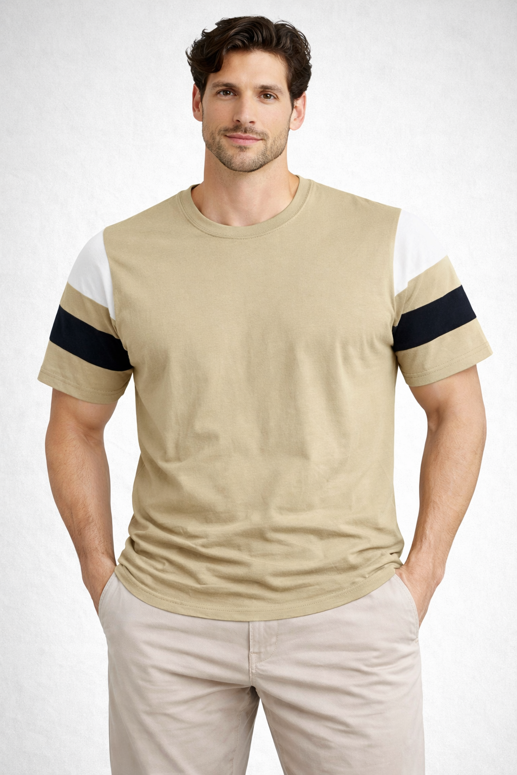 The "Varsity Stripe" Sand Crewneck