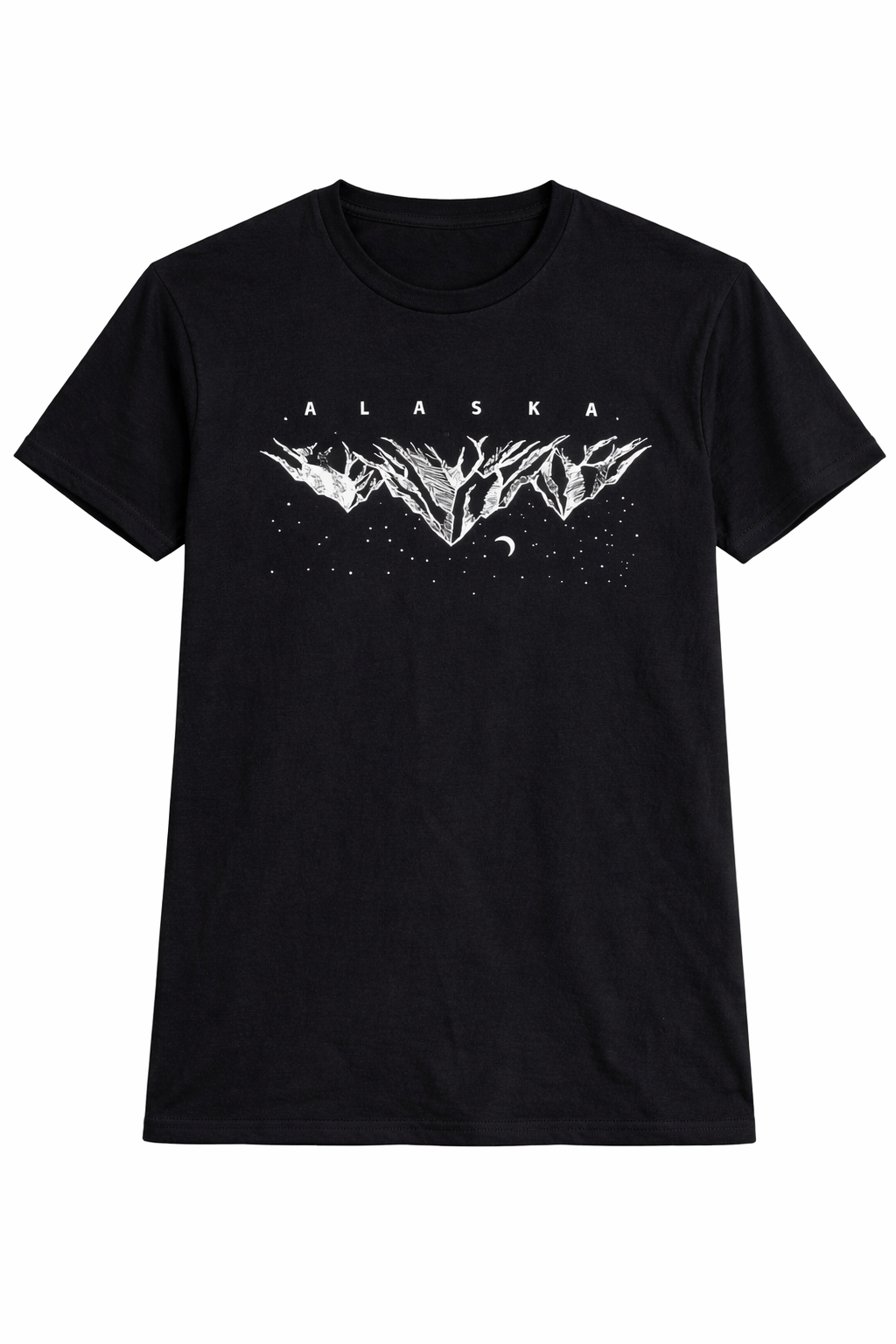 Black Alaska Graphic T-Shirt with Minimal White Print