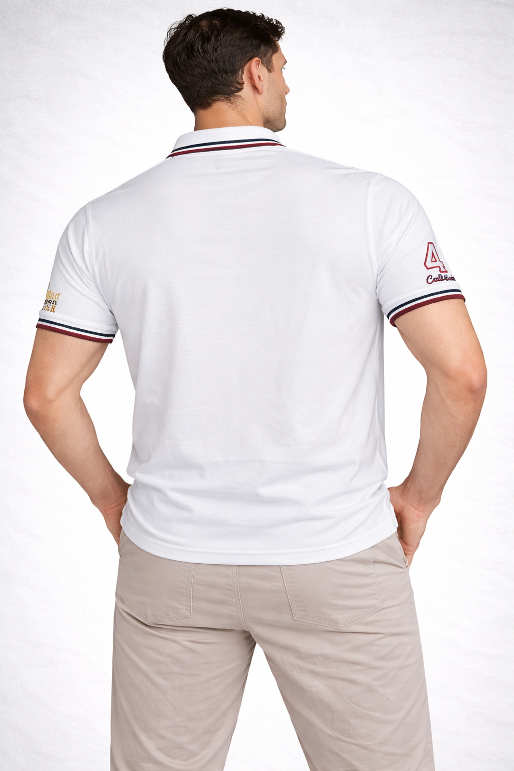 White Polo Shirt with Heritage Embroidery & Contrast Tipping