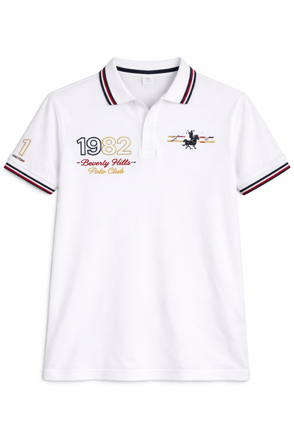 White Polo Shirt with Heritage Embroidery & Contrast Tipping