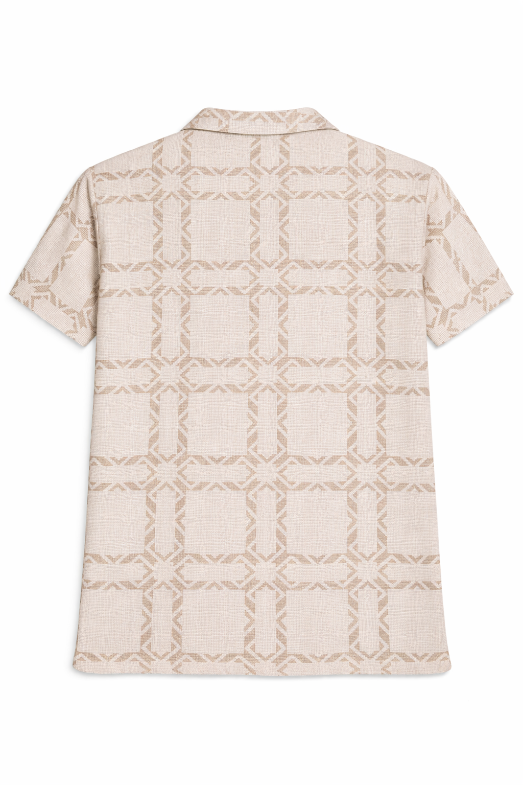 Beige Geometric Print Short Sleeve Shirt